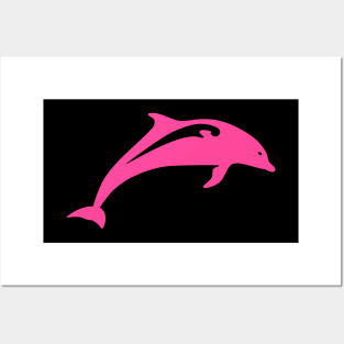 Hot Pink Color Dolphin Art Posters and Art